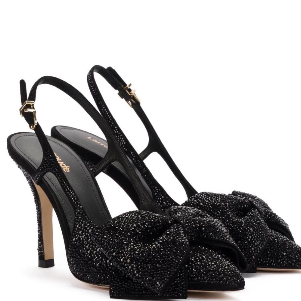 Larroude Elle Crystal Bow Slingback heels Size 6.5